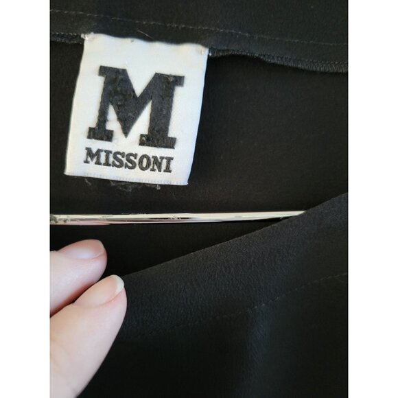 M Missoni Black Silk oversized black blouse size Large short sleeve Minimalist - Picture 2 of 8